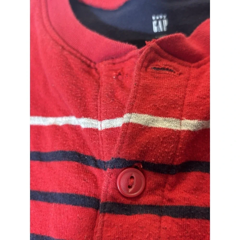NEW Gap Kids‎ S 5 Red/Blue Stripe 100% Cotton Long Sleeve Shirt Unisex F15